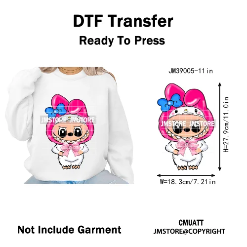 Colorful Monster Keychain Doll Character Designs Iron on DTF Washable Heat Transfers Stickers Ready to Press for T-shrits Bags