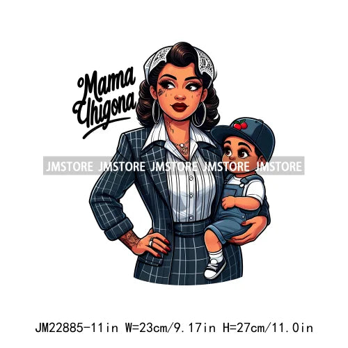 Cartoon Mama Chingona Chicana Latina Mexican Spanish Mom Kids Happy Mother's Day Iron On DTF Transfer Stickers For Clothes