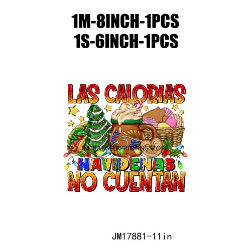 New Latin Culture Christmas Conchita It's Cold Outside No Dieta Season Calorias No Cuentan DTF Heat Transfer Sticker For Hoodies