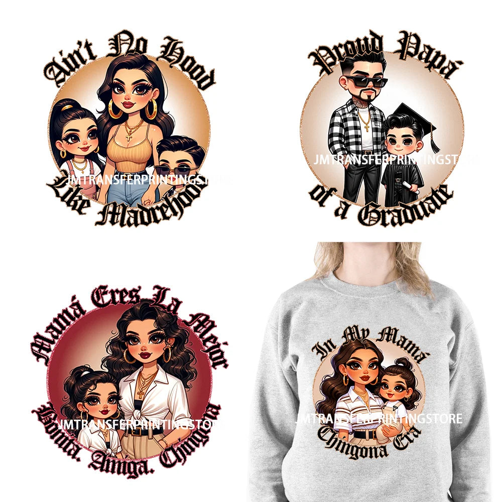 Iron On I'm Not A Regular Mom I'm A Chingona Mom Latina Mexican Proud Papa Graduate Chicano DTF Transfer Stickers For Clothes