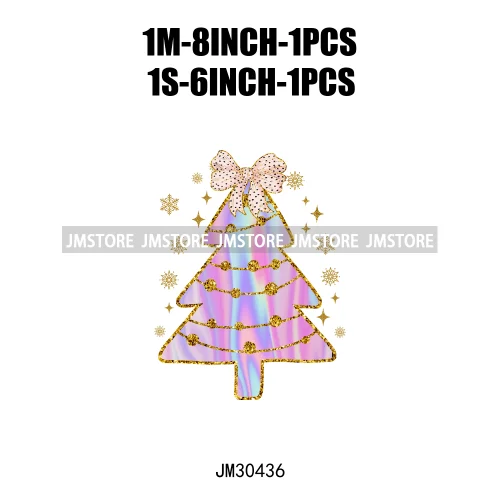 Faux Glitter Merry Christmas Season Merry And Bright Santa Baby Decals Iron On DTF Transfers Stickers Ready To Press For T-shirt