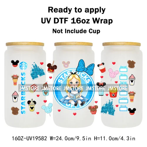 Coquette Bow Baby Toddler Princess UV DTF Cup Wraps Ready To Apply Transfer Stickers For 16OZ Libbey Glass Can Mug Faux Glitter