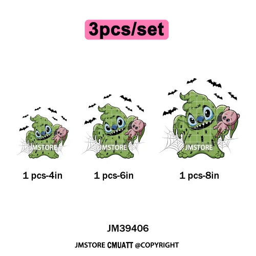 Spooky Vibes Horror Trick Or Treat Cartoon Animal Pumpkin Bats Iron on DTF Washable Transfers Sticker Ready to Press for Hoodies