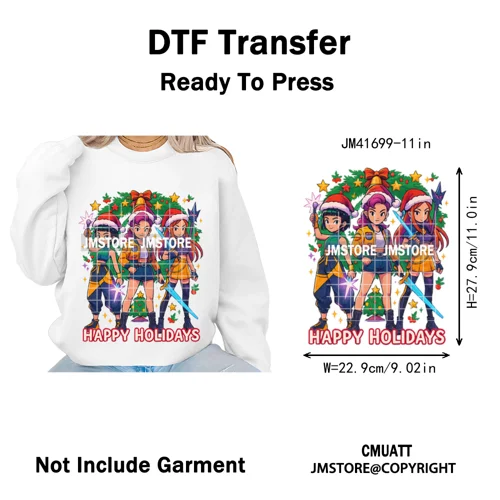Merry Christmas Kpop Music Band Group Character Xmas Festive Love Iron on DTF Transfers Stickers Ready to Press for Clothes Bags