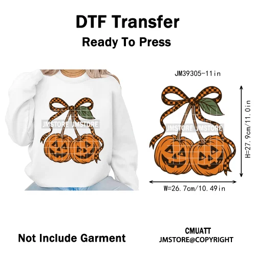 Ghost Spooky Mama Season Trick or Treat Coquette Bow Halloween Iron on DTF Washable Transfer Sticker Ready to Press for Clothing