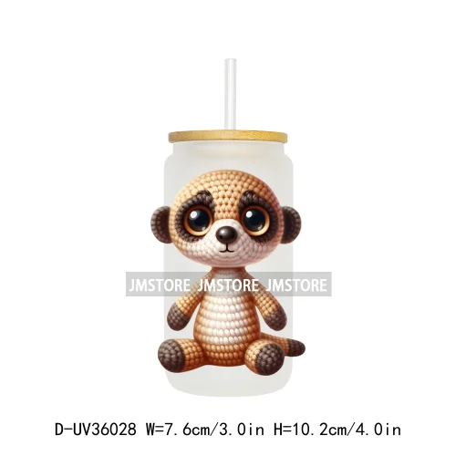 New Knitted Baby Animals UV Sticker Decals For Libbey Cold Cups Mugs Tumbler Transfer Stickers Waterproof High Quality Labels
