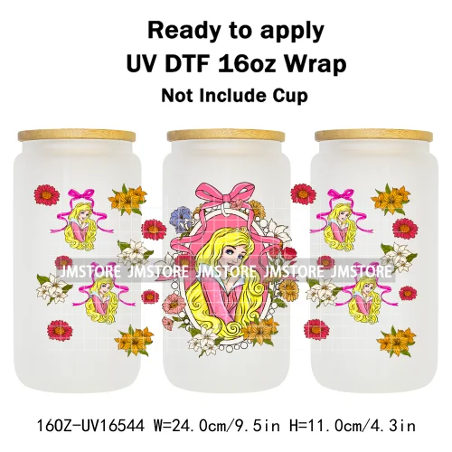 Magical Mirror Princess Coquette Bow 16OZ UV DTF Cup Wraps Ready To Apply Waterproof Transfer Stickers For Libbey Glass Can Mugs