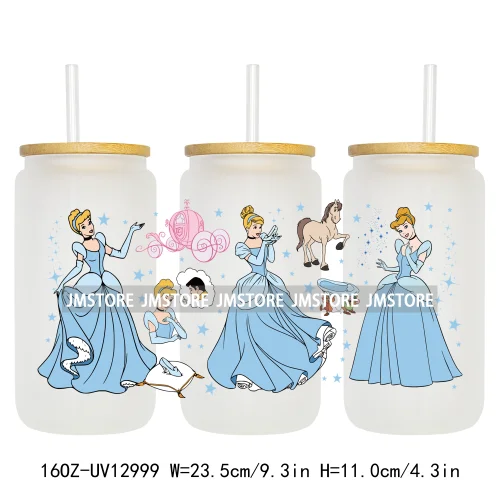 Best Friends Princess Movie Themed 16OZ UV DTF Cup Wraps Ready To Apply Waterproof Transfer Sticker For Libbey Glass Can Tumbler