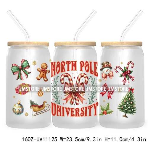 Just A Girl Who Loves Christmas UV DTF Cup Wrap For Libbey Glass Can Transfer Stickers Waterproof Custom Labels Tis The Season