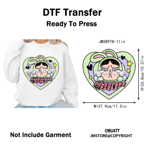 Cute Cry Tears Sad Girls Cartoon Dolls Love Designs Iron on DTF Washable Heat Transfers Stickers Ready to Press for Clothes Bags