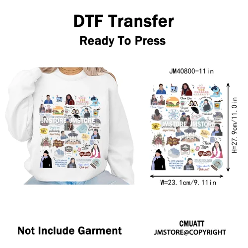 Autumn Festival Fall Season Stars Movie Girls Town Book Lover Iron on Washable DTF Transfers Stickers Ready to Press for Hoodies