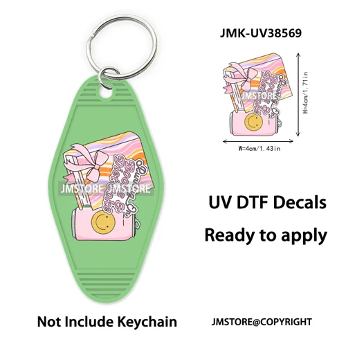Back To School Teacher Coquette Bow UV DTF Motel Keychain Wraps Ready To Apply Waterproof High Quality Hotel Keychain Decals