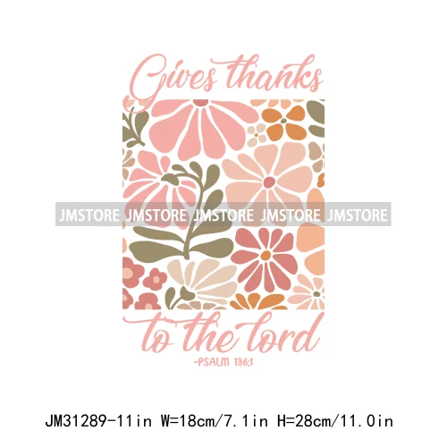 Give Thanks To The Lord Thanksgiving Bible Verse Jesus Fall Pumpkin Coquette Season Iron On DTF Transfers Stickers For Clothing