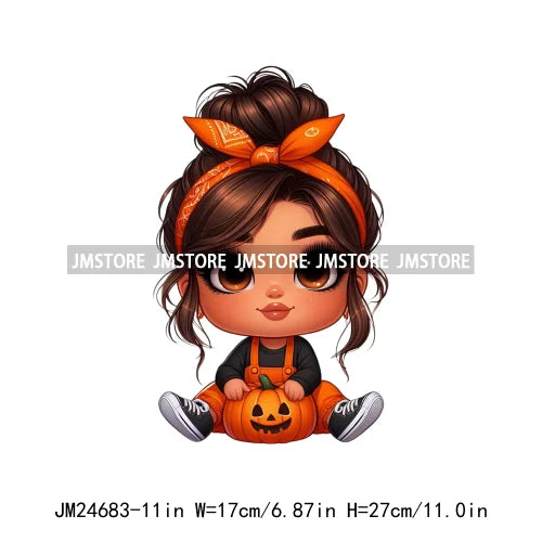 Funny Headband Hispanic Cute Latina Baby Girls Halloween Pumpkin Designs Iron On DTF Heat Press Transfer Stickers For Shirt Bags