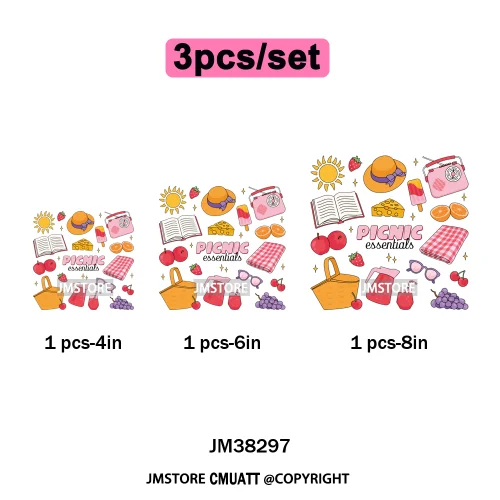 Cute Summer Book Picnic Kindle Club Beach Reading Bookish Vacation Iron on DTF Transfer Stickers Ready to Press for Clothes Bags