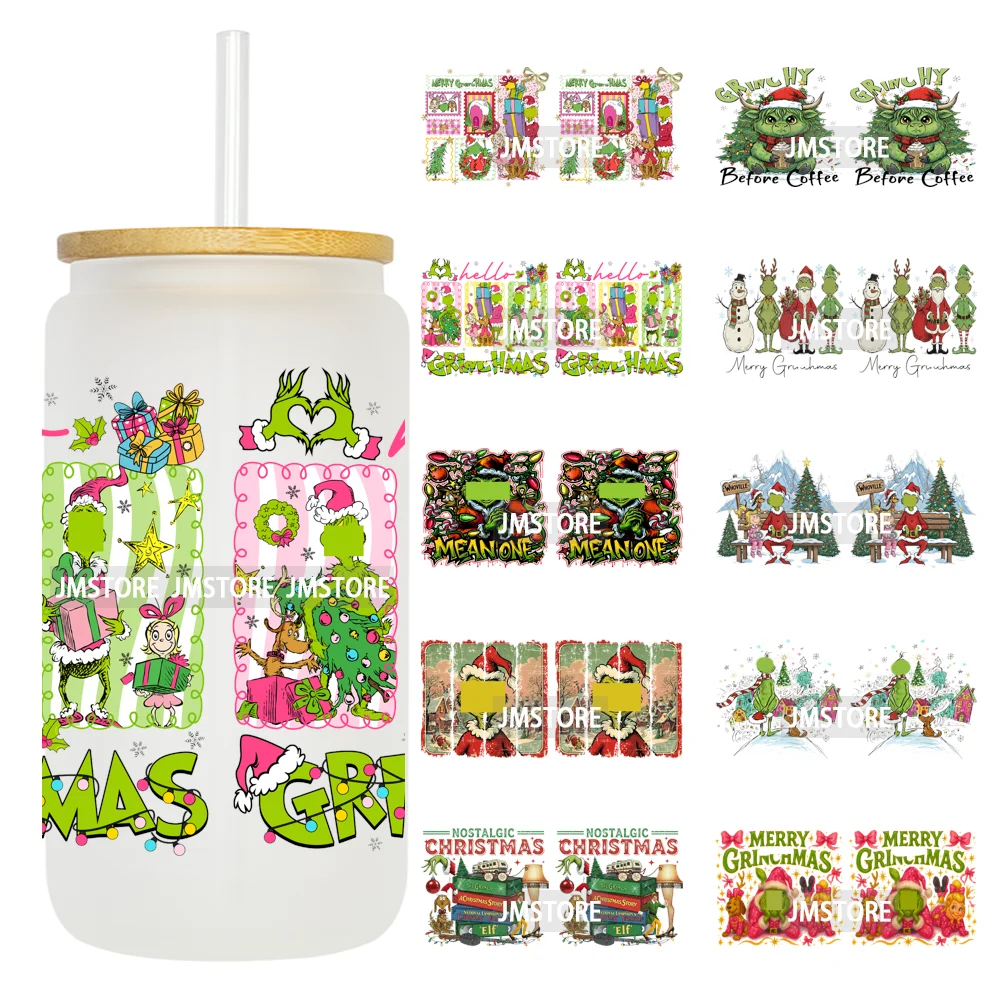Mean Guy Christmas Movie Vacation Holiday 16OZ UV DTF Cup Wraps Ready To Apply Waterproof Transfer Stickers For Libbey Glass Can
