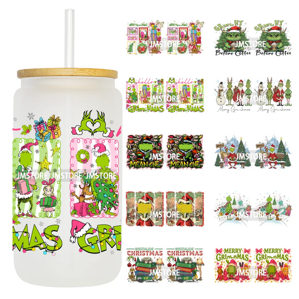 Mean Guy Christmas Movie Vacation Holiday 16OZ UV DTF Cup Wraps Ready To Apply Waterproof Transfer Stickers For Libbey Glass Can
