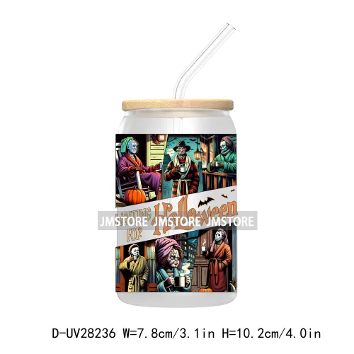 There's Some Horrors In This House UV DTF Transfer Stickers Decals For Libbey Cold Cups Mugs Tumbler Labels Halloween Killers