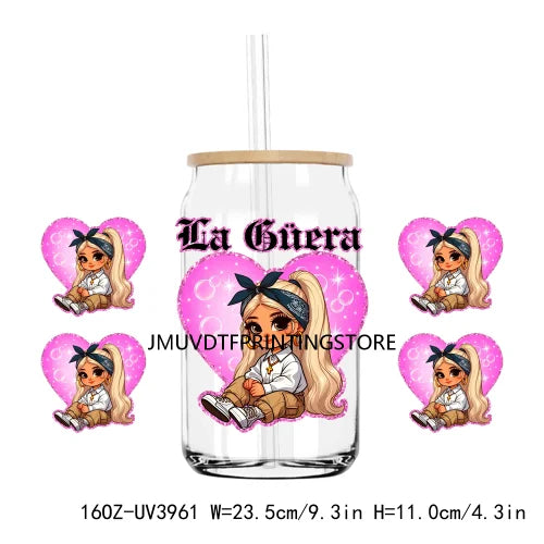 Old School Cholo Couple UV DTF Sticker For 16OZ Libbey Glass Cup Can Mexican Valentine Wrap Transfer Sticker Custom DIY Logo