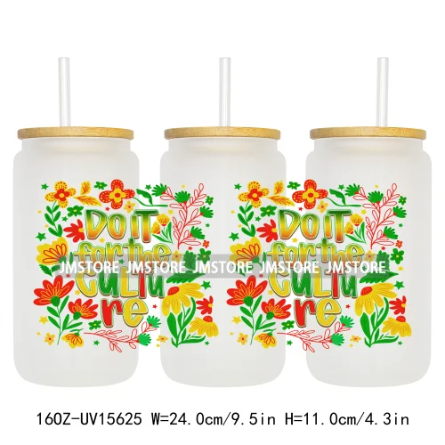 Juneteenth Vibes Sneaker And Heel Afro Woman 16OZ UV DTF Cup Wraps Ready To Apply Transfer Stickers For Libbey Glass Can Tumbler