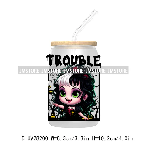 Cartoon Princess Couple Halloween Double Trouble UV DTF Transfer Stickers Decals For Libbey Cold Cup Mug Tumbler Waterproof Logo