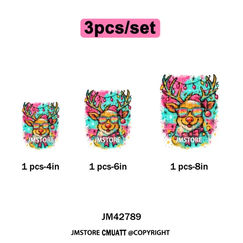Preppy Brushstroke Gingerbread Santa Bow Tree Merry Christmas Girly Iron on DTF Transfers Stickers Ready to Press for T-shirts