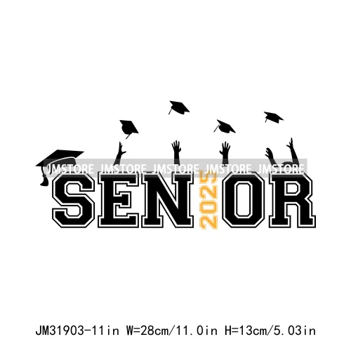 Happy University Graduate Senior Class Of 2025 Decals Iron On DTF Heat Transfer Stickers Ready To Press For Clothes Bags