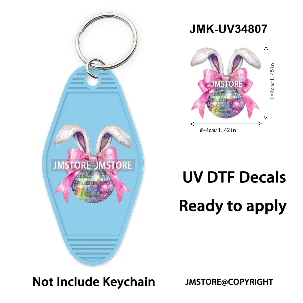 Cotton Tail Coffee Club Coquette Easter Bunny Eggs Trendy Easter Religious WaterProof UV DTF Sticker For Motel Hotel Keychain