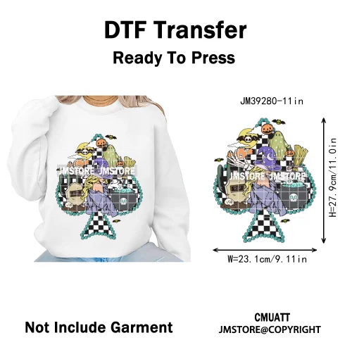 Witchy Goose Howday Pumpkin Boo Ghost Spooky Season Coquette Halloween Iron on DTF Transfers Stickers Ready to Press for Clothes