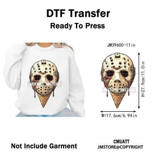 Scary Halloween Popsicles Horror Movie Killers Character Iron on DTF Washable Transfers Stickers Ready to Press for Textile Bags