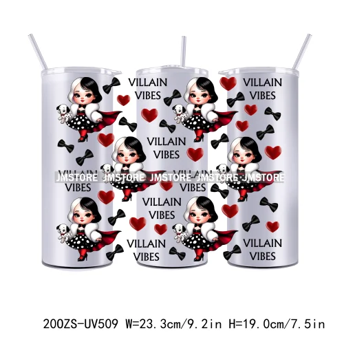 Couple Horror Character Cartoon 20OZ Straight Skinny Tumbler Wrap UV DTF Cup Wraps Custom Label Transfer Sticker Waterproof Logo