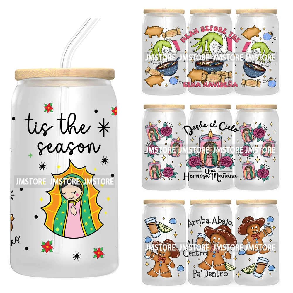 Mexican Gingerbread Christmas Pan Dulce UV DTF Cup Wrap For Libbey Glass Can Transfer Stickers Waterproof Labels Tis The Season