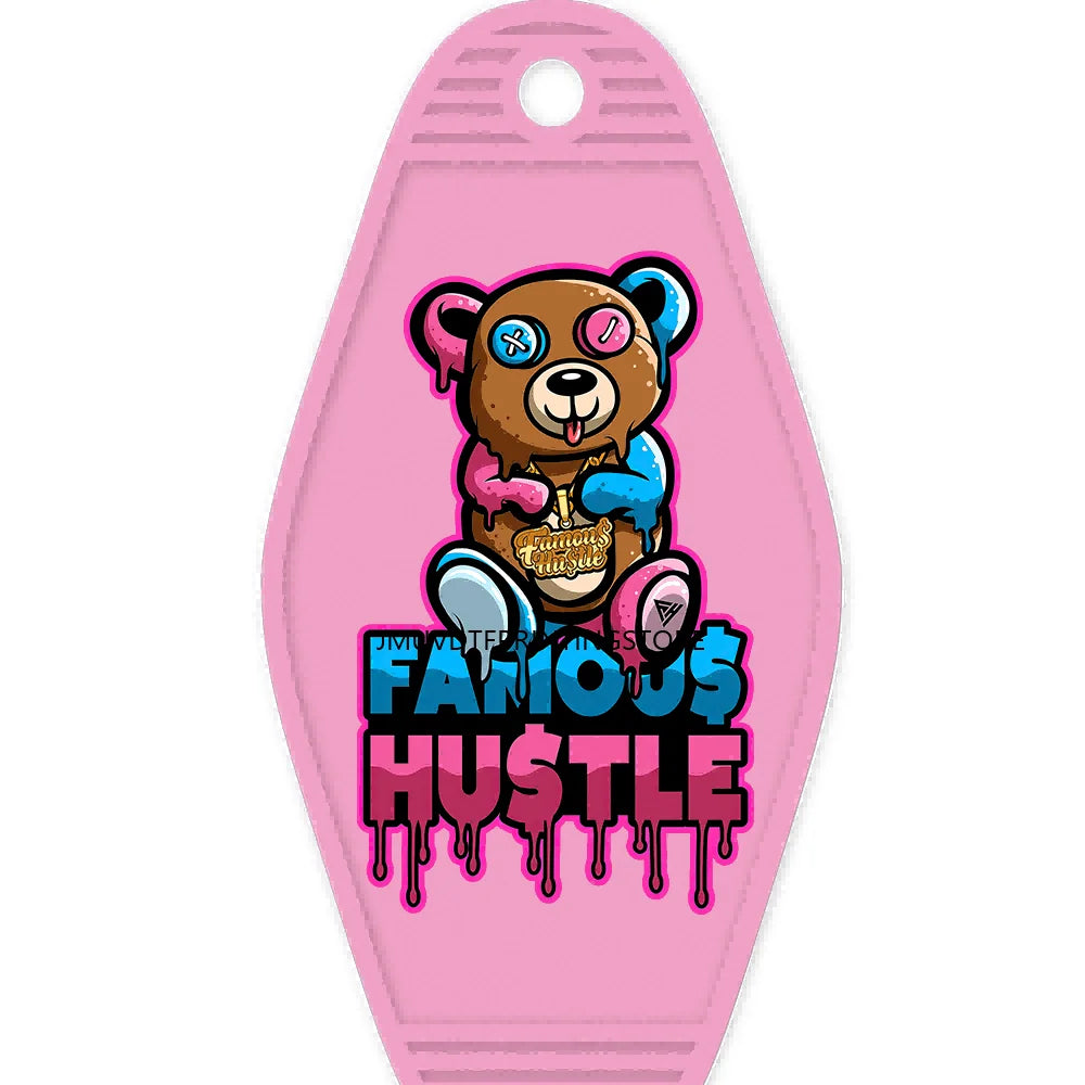 Famous Hustle Bear High Quality WaterProof UV DTF Sticker For Motel Hotel Keychain Colorful Teddy Bears