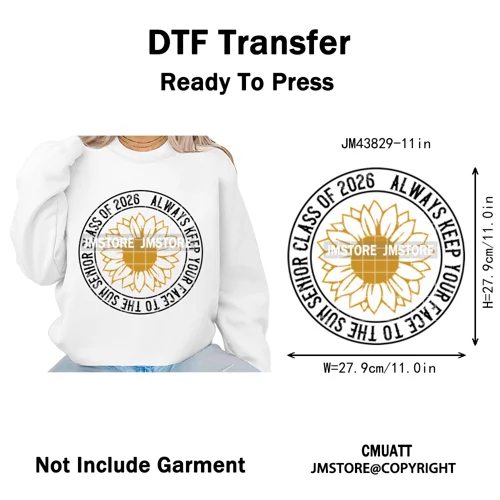 2026 Varsity Graduate Season College Senior Year Bow Iron on Washable DTF Heat Transfers Stickers Ready to Press for Sweatshirts