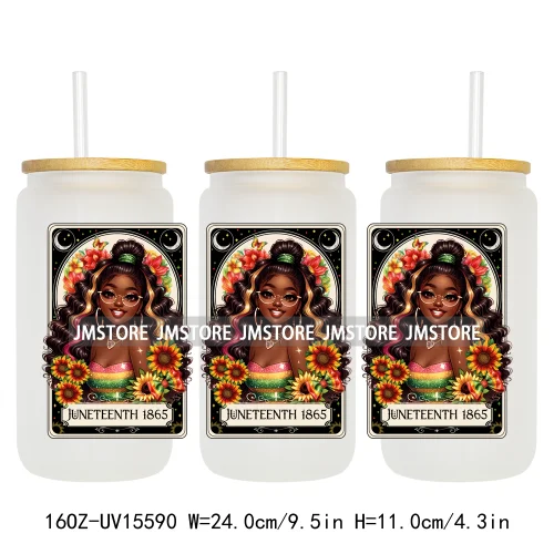 1865 Juneteenth Black History Month UV DTF Cup Wraps Ready To Apply CustomTransfer Stickers For 16OZ Libbey Glass Can Tumbler