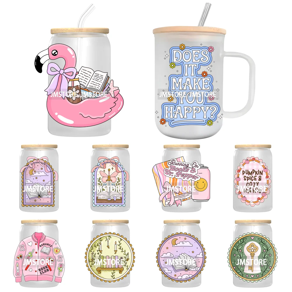 Bookish Positive Quotes Self Care UV DTF Transfer Stickers Decals Ready To Apply Waterproof For 16OZ Libbey Glass Can Tumbler