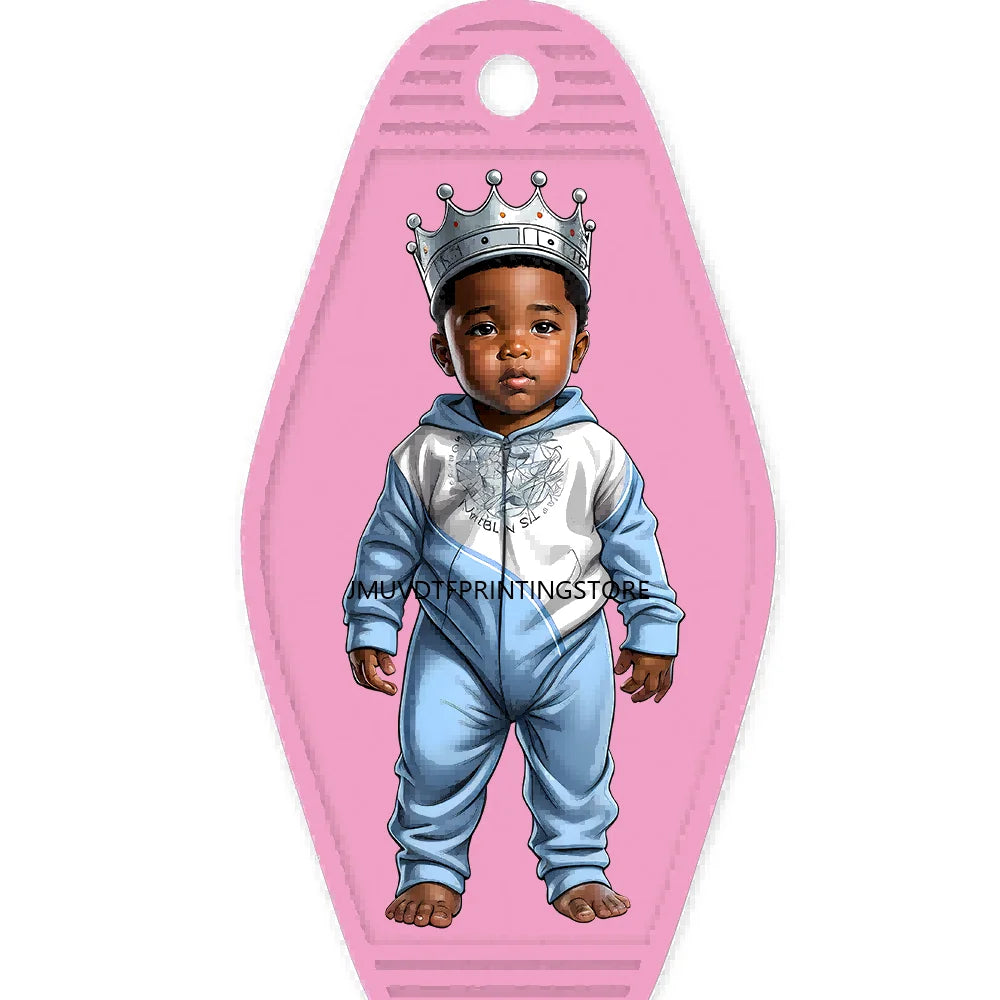 Cool Afro Boy Prince Magic High Quality WaterProof UV DTF Sticker For Motel Hotel Keychain Fashion Black Kids