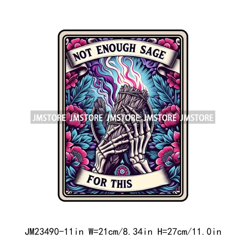 Snarky Funny Tarot Card Woman Sarcastic Skeleton Mother Witchy Vibes Skull Mama DTF Logos Transfer Stickers For Clothing