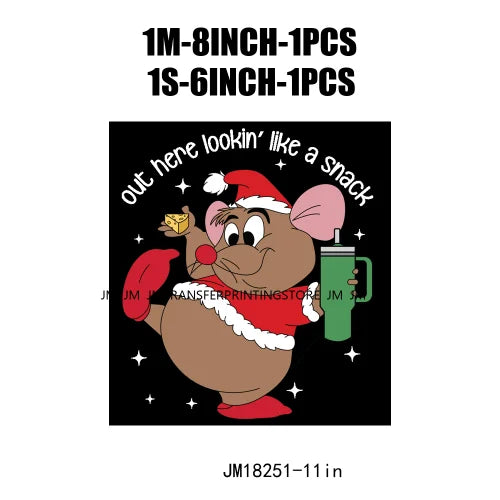 Funny Mouse Princess Christmas Designs Looking Like A Snack Gus Christmas Heat Transfer Stickers Ready To Press For Clothes Bags