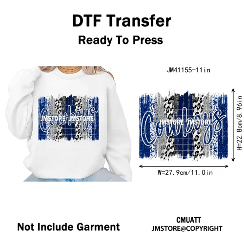 Faux Glitter Leopard Game Day American Football Sport Coquette Iron on Washable DTF Transfer Stickers Ready to Press for Clothes