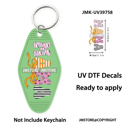 Mama Mini Halloween Spooky Ghosts UV DTF Motel Keychain Decal Ready To Ship Durable Transfer Stickers Prints For Hotel Keychain