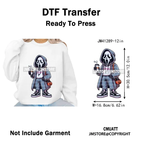 Spooky Halloween Scary Ghost Pumpkin Mama Kids Family Love Iron on Washable DTF Transfers Stickers Ready to Press for Textile