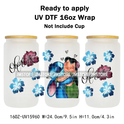 Floral Cartoon Princess Coquette Bow 16OZ UV DTF Cup Wrap Ready To Apply Waterproof Transfer Stickers For Libbey Glass Can Mugs