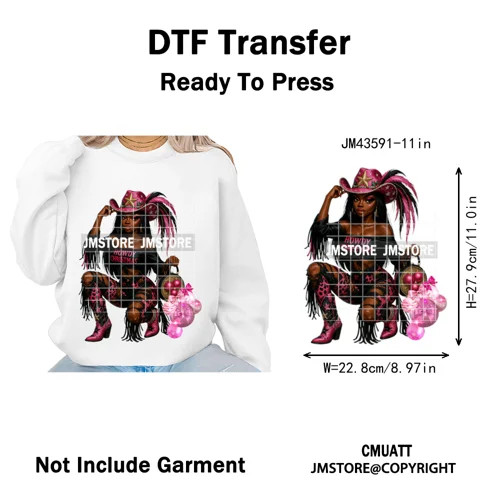 Western Cowgirl African Melanie Boots Howdy Christmas Iron on Washable DTF Heat Transfer Stickers Ready to Press for Hoodies Bag