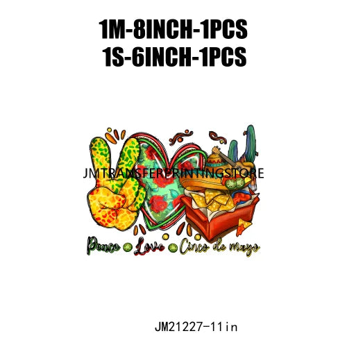 Colorful Mexican Pinata Latina Cinco De Mayo Festival Logos Iron On Fiesta Tacos Tequila DTF Transfer Stickers For Clothing