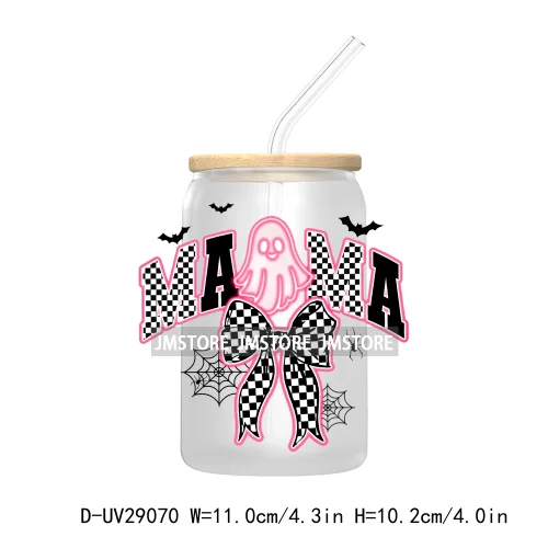 Mama Coquette Bow Bat Halloween Season UV DTF Transfer Stickers Decals For Libbey Cold Cups Mugs Tumbler Custom Spooky Ghost