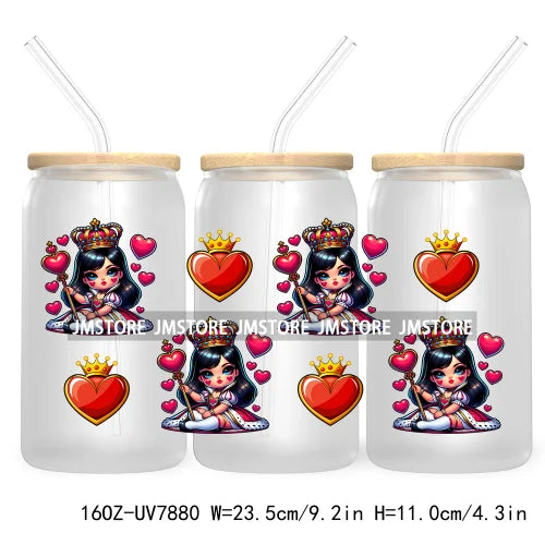 Cute Baby Princess Queen 16OZ UV Cup Wrap DTF Transfer Stickers For Libbey Glass Can Cups Tumbler Waterproof Labels Best Friends