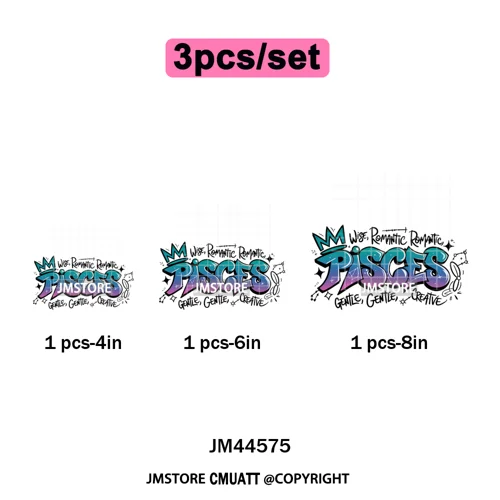 Zodiac Signs Graffiti Astrology Horoscopes Constellation  Iron on Washable DTF Transfer Sticker Ready to Press for T-shirts Bags