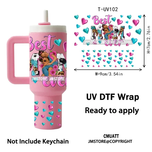 Black Mom Queen Afro African Custom UV DTF Stickers Print Tumbler Wraps Ready to Transfer Waterproof For Mini Tumbler Keychain