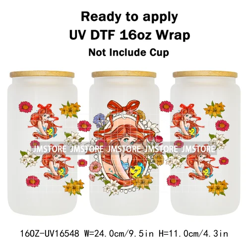 Magical Mirror Princess Coquette Bow 16OZ UV DTF Cup Wraps Ready To Apply Waterproof Transfer Stickers For Libbey Glass Can Mugs